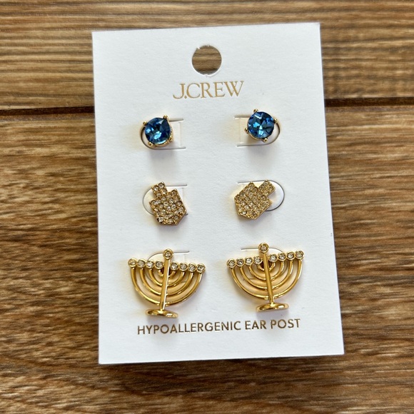 NWT J. Crew Hanukkah Stud Earrings set-of-three - Picture 9 of 16